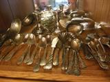 Little bit of sterling spoons.Mostly Silverplate Serving