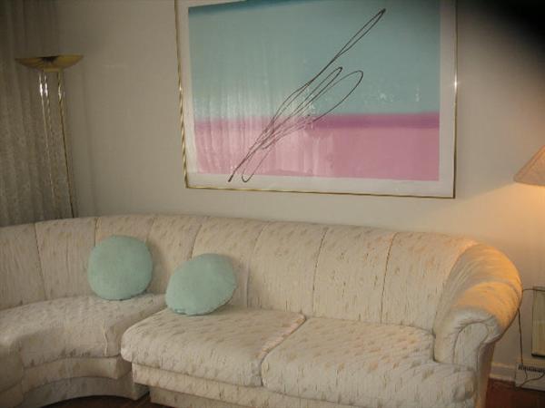 Design Studio Patterned Off white Sectional Sofa.