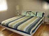 White Laqured Modular King Size Bed, Head Board has storaage.