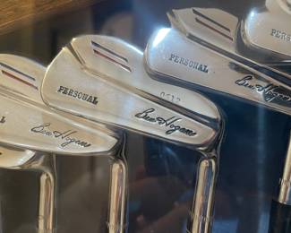 Low number, Ben Hogan "Personal" iron set. Oak wall display case comes with. 