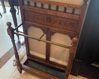 Antique oak umbrella stand