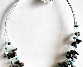 New With Tags Genuine Turquiose & Bronzite Beaded Necklace On Sterling Silver Chain
Lot #: 19