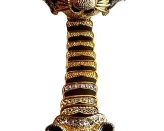 Gold Tone & Rhinestone Tiger Bracelet With Attached Ring
Lot #: 20