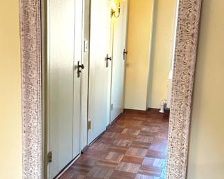 Large Ornate Carved Solid Wood Mirror With Rustic White Finish
Lot #: 14