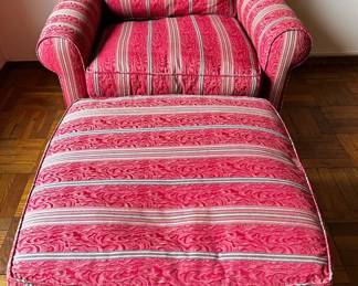 Carlyle Custom Convertibles Upholstered Arm Chair With Ottoman On Wheels
Lot #: 58