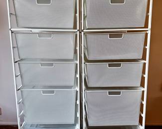 2 Elfa Rolling Storage Towers With 6 Baskets & Drawer Liners From Container Store
Lot #: 95