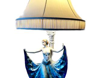 Antique Austrian Goldscheider Porcelain Hand Painted Table Lamp Of Spanish Dancer With Fabric Shade
Lot #: 15