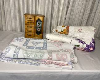 Unique Wooden Jewelry Box, Quilt & More