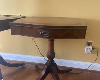 Antique pedestal card side tables 