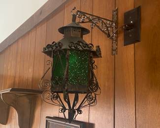 Green glass wall lamp