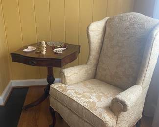 Wingback chair and side table