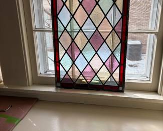 Antique Diamond Cut Glass Window 