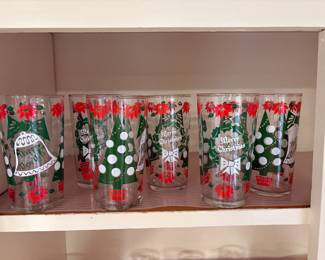 Vintage Mid-century Christmas Glasses 