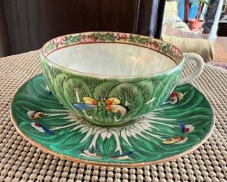 Qing Dynasty Cabbage Patch Cup and Saucer 