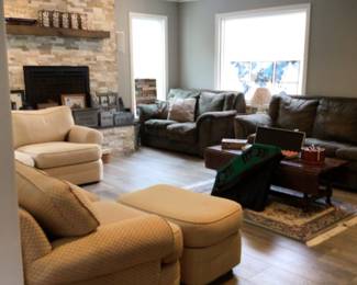 Sectional, love seat, couch & colonial style coffee table