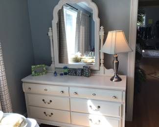 White dressers- 56 1/4” x 18” x 30 1/2”.