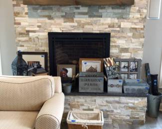 Frames, baskets, lantern & bric a brac