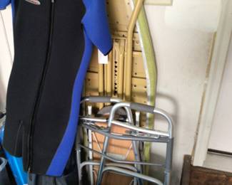 Ironing board, walker, wet suit
