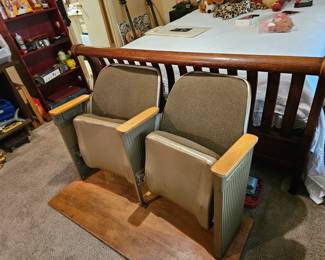 1920's Art Deco theater folding chairs on stand 