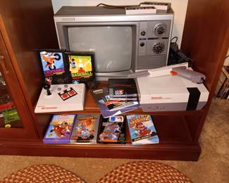 Vintage Nintendo Console, controller, NES system, games
