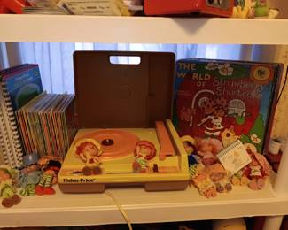 Fisher Price record player, 45 record / books