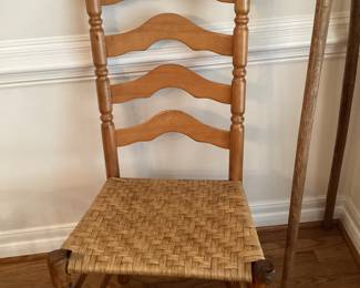 (4) Vintage Jonathan Charles Ladder Rush Seating Chairs