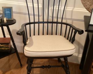 A Pair of Ethan Allen Comb Back Black Windsor Arm Chairs