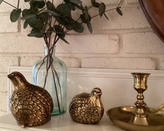 A Pair of Brass Quail