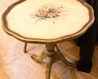 Tilted floral accent table 