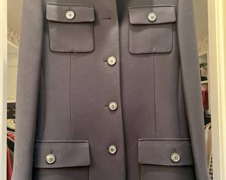 Gunmetal Gray Christian Dior jacket with oversized pockets.