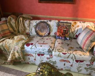 Sofa upholstery is falling apart on left