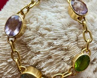 The other of two similar,  but different 18 karat semi precious bracelets. 