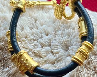 Denise Roberge 22 Karat Yellow Gold cord bracelet. 