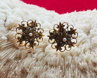 Vintage gold pearl earrings converted to post back. 