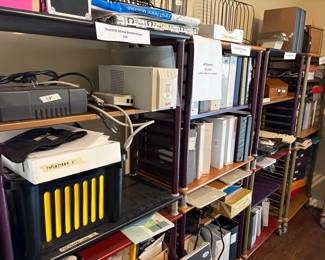 Lots of office supply binders, files, storage boxes, etc. 