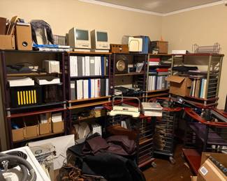 Lots of office supplies and office furniture!  Featuring Haworth Office Furniture - desks, filing carts, and metal shelves.  https://store.haworth.com/pages/about-us