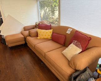 Weirs custom rolled arm soffa with mathching  chair and ottoman - used by designer for staging - comes with pillows