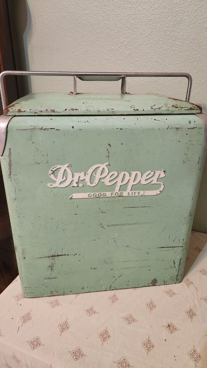 1950s Dr. Pepper cooler with tray