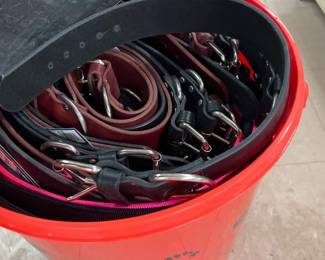2 BUCKETS OF COLLARS HARNESSES