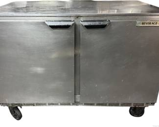 Beverage Air Flat Top Rolling Under Counter Commercial Two Door Refrigerator