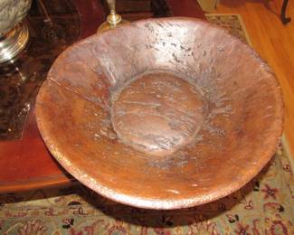 Large hand carved wooden bowl