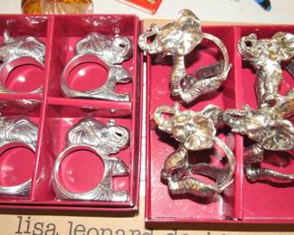 Pewter elephant napkin rings