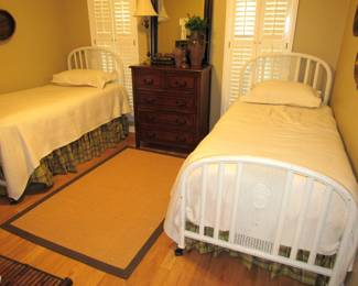 Pair vintage iron beds