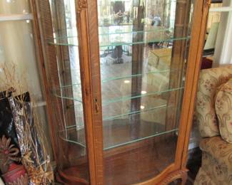 Antique carved oak china cabinet