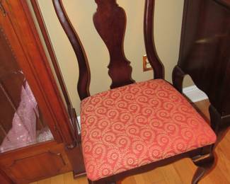 One of 8 cherry Queen Anne chairs