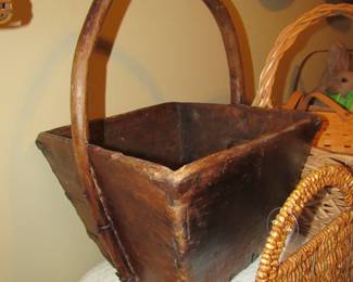 Primitive wooden basket