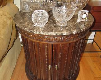 Round marble-top end table