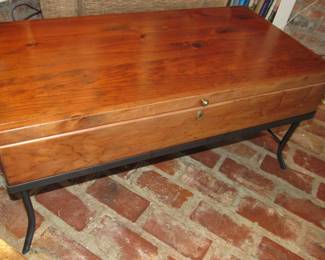 Custom pine/iron coffee table with storage