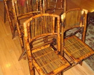 6 folding rattan chairs