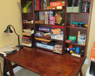 Pine desk with bookshelf